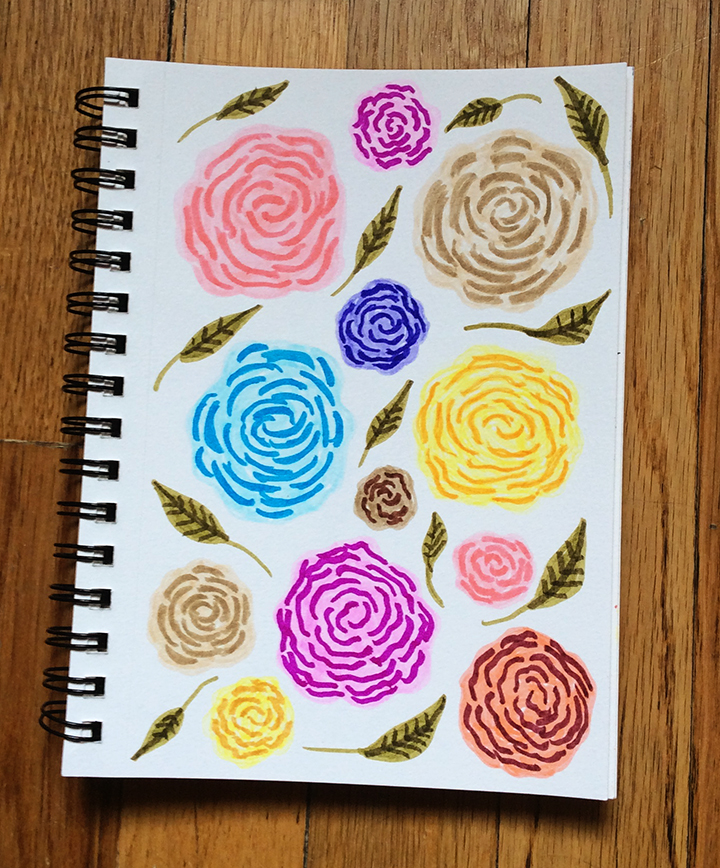 Hand drawn roses with markers