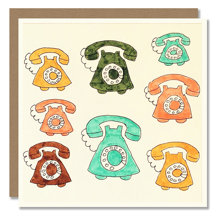 Flat Note Cards - retro telephones