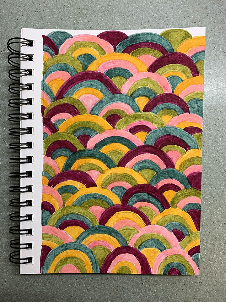 sketchbook - rainbow scallops