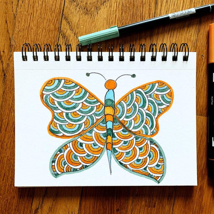 Mindful Making - drawing patterned butterflies